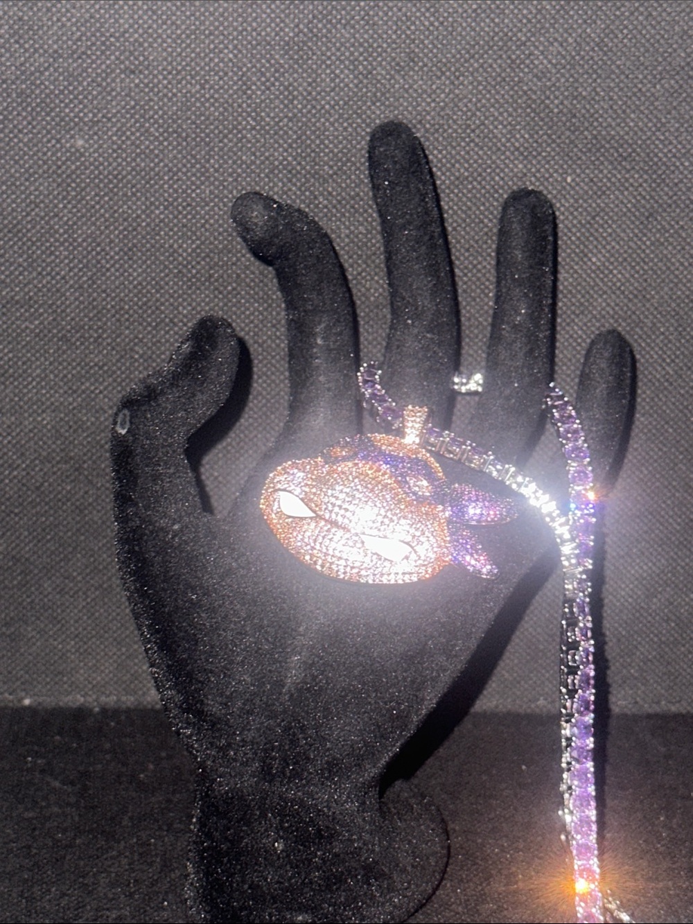 Sparkling Purple Ninja Turtle Pendant Necklace for Women